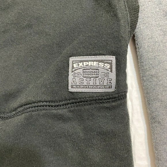 Express Womens Medium Sweatshirt Full Zip Lightweight Jacket Black Gray Cotton - Picture 8 of 9